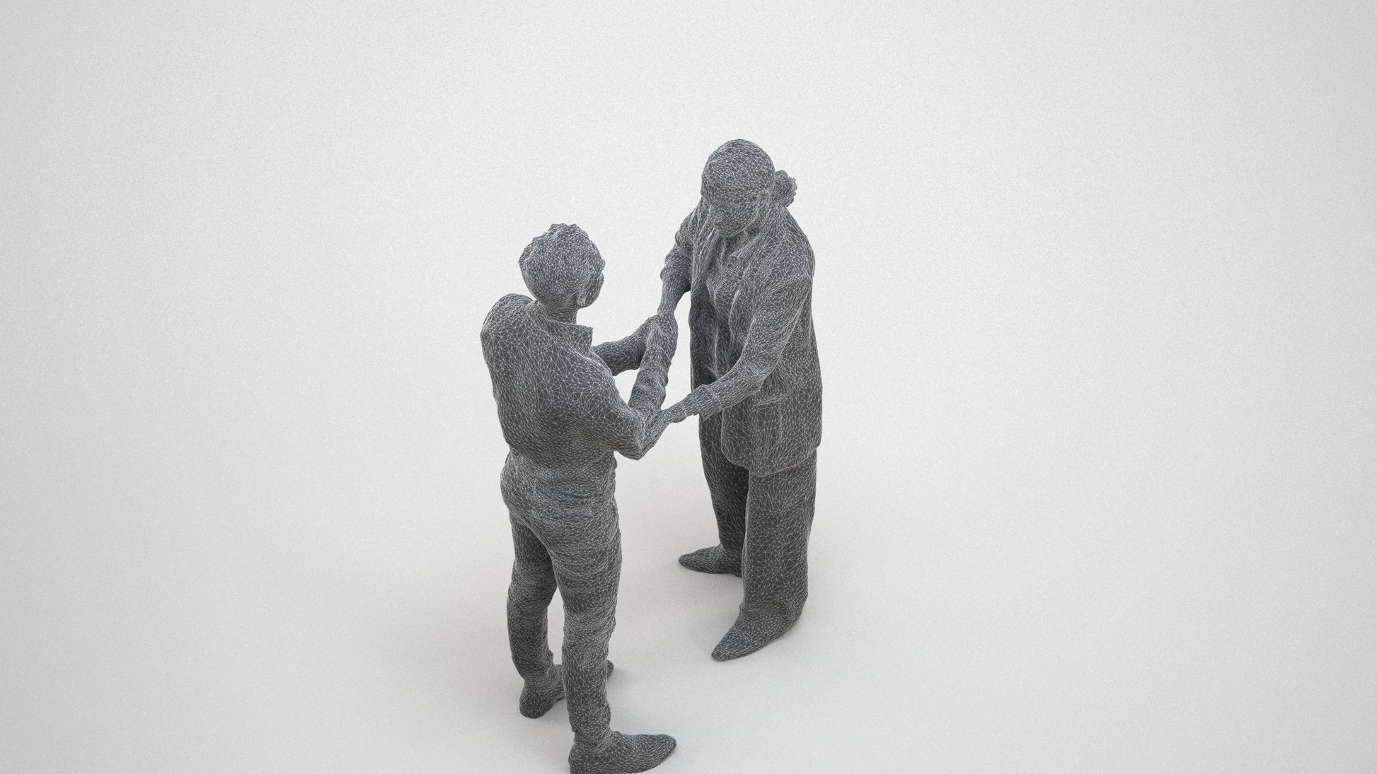 scanned 3D woman business, photogrammetry people for Enscape and V-Ray, wireframe three-quarter view