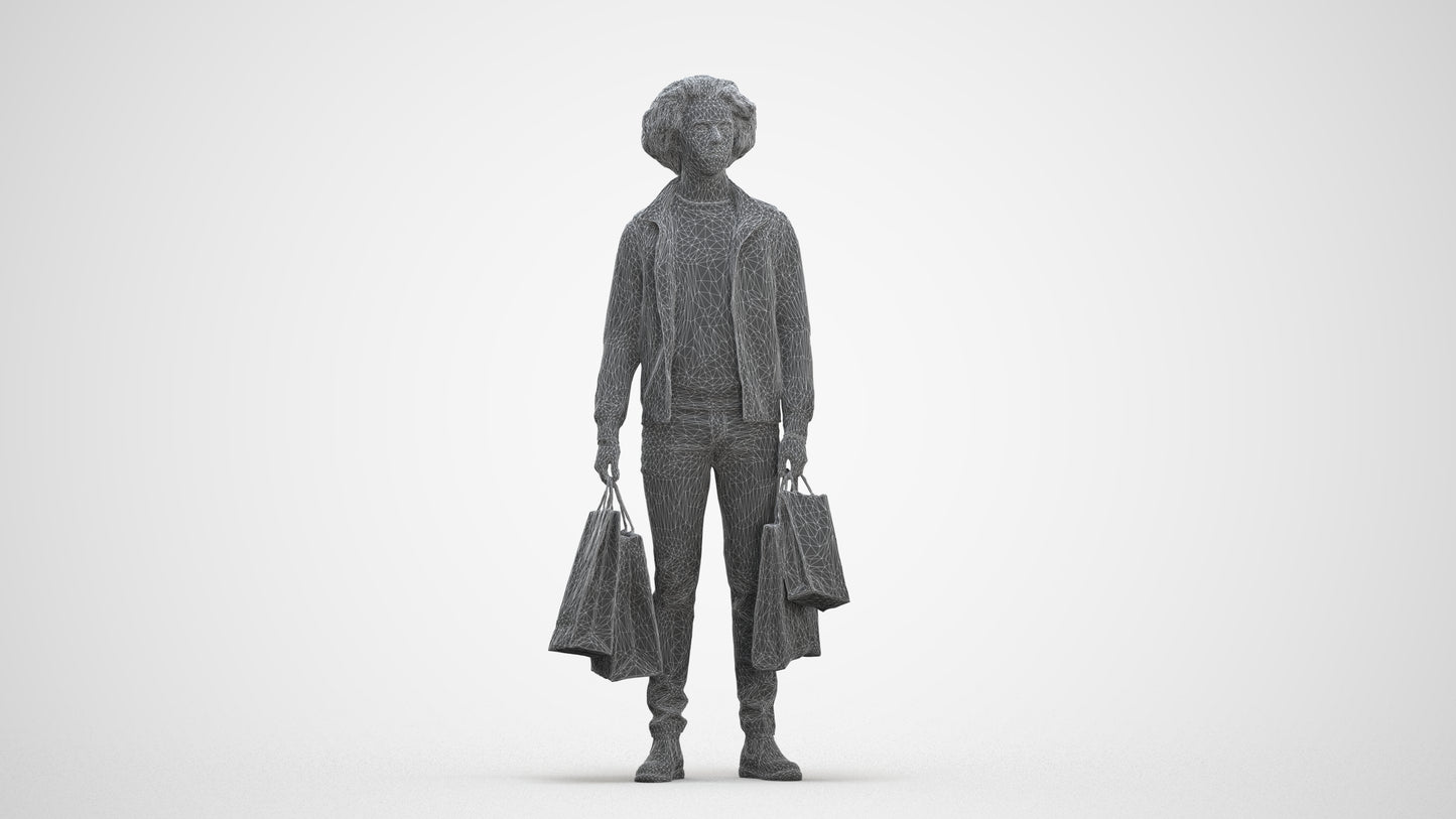 3D people model man formal, scanned human for 3ds Max rendering, three-quarter front view render