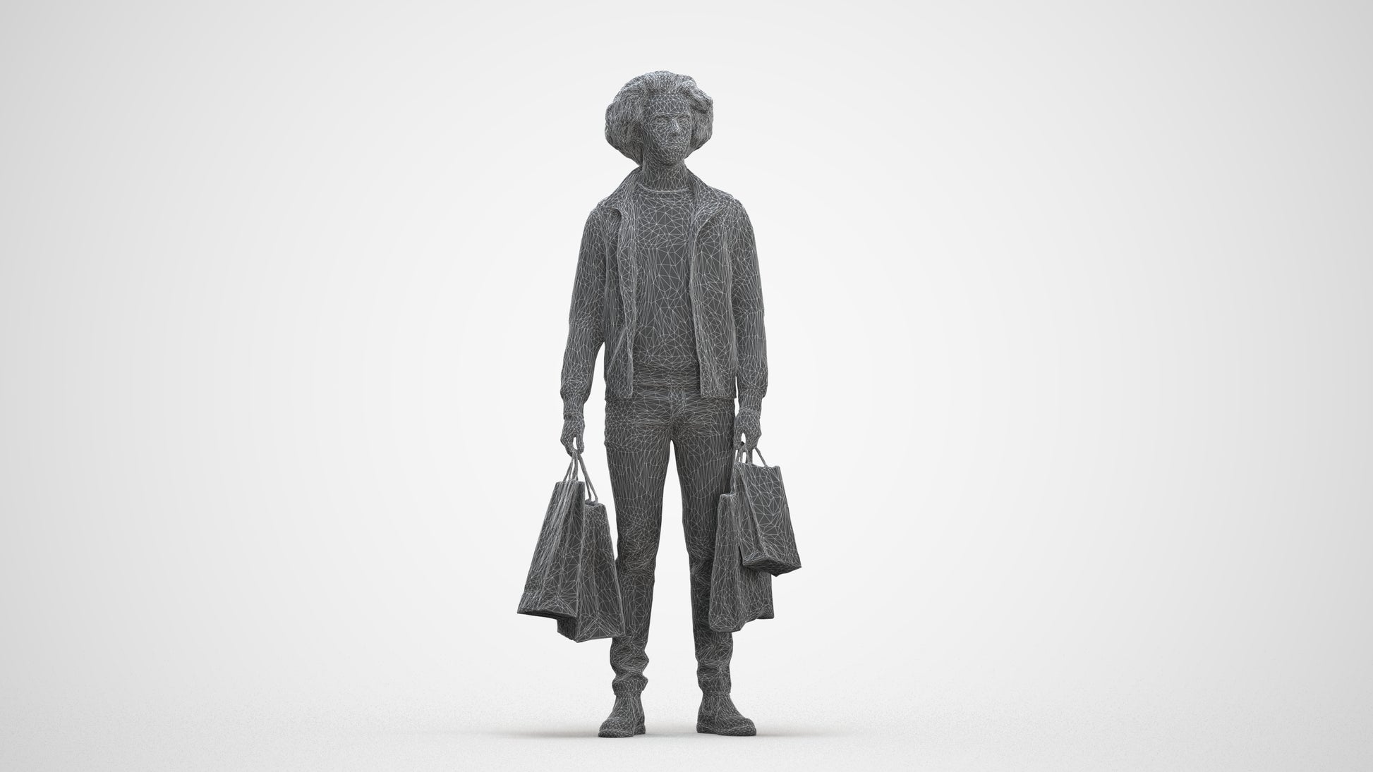 3D people model man formal, scanned human for 3ds Max rendering, three-quarter front view render