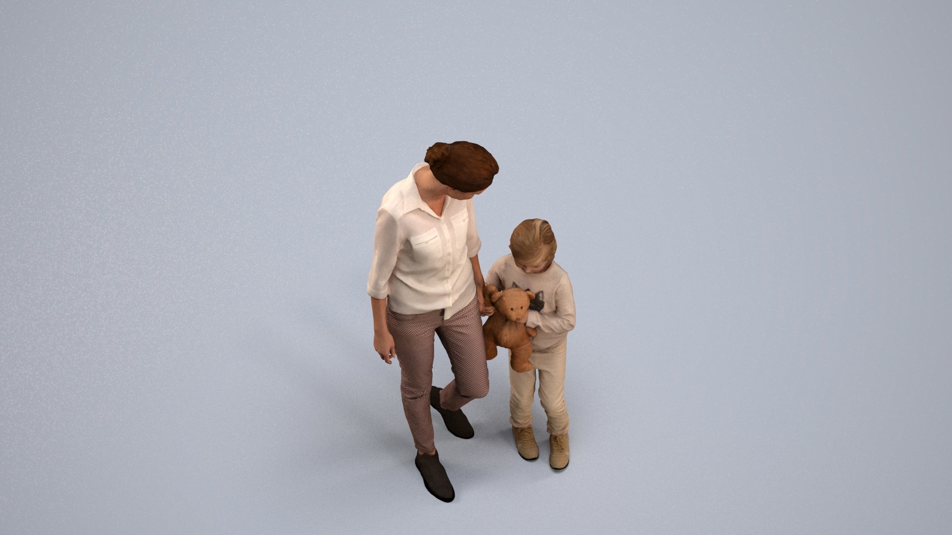 photogrammetry 3D girl casual kids, realistic human model archviz FBX, back view render