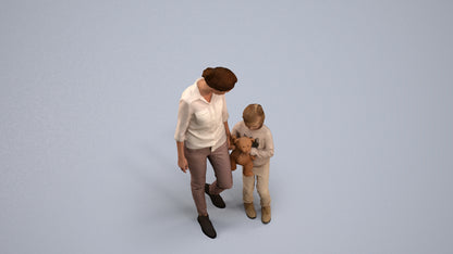photogrammetry 3D girl casual kids, realistic human model archviz FBX, back view render