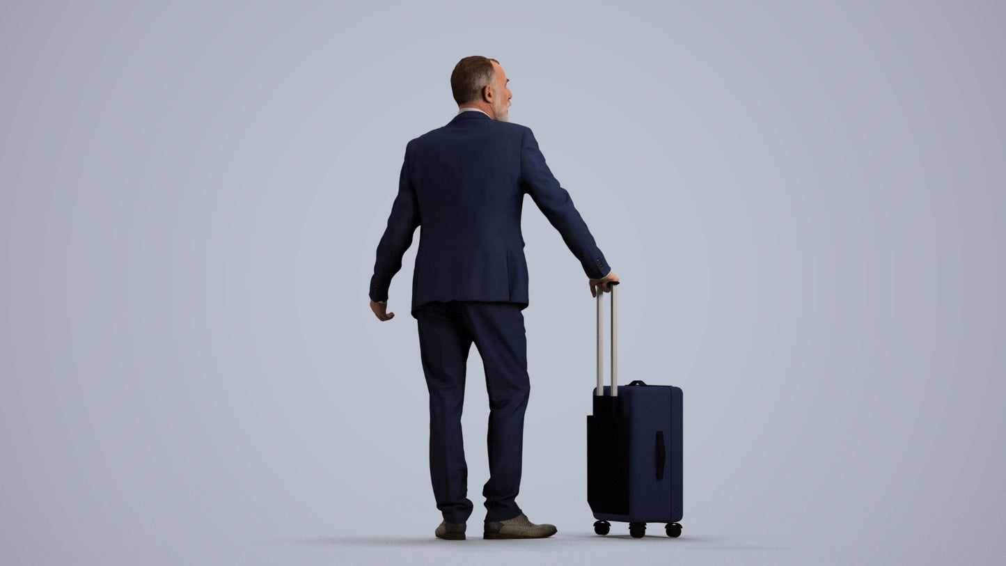 realistic 3D senior man business, scanned archviz people for Blender and 3ds Max, front view render