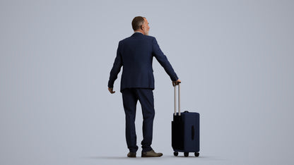 realistic 3D senior man business, scanned archviz people for Blender and 3ds Max, front view render