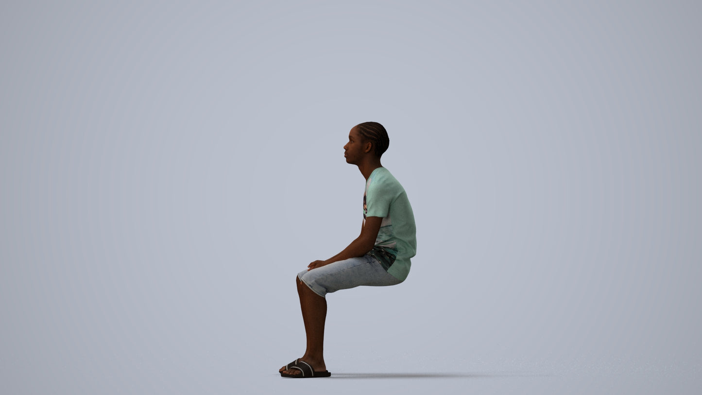realistic 3D human boy casual kids, archviz people FBX OBJ for Blender, three-quarter view render