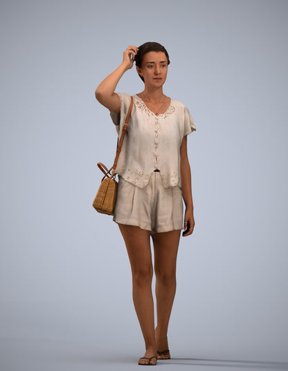 realistic 3D woman casual walking, scanned archviz people for Blender and 3ds Max