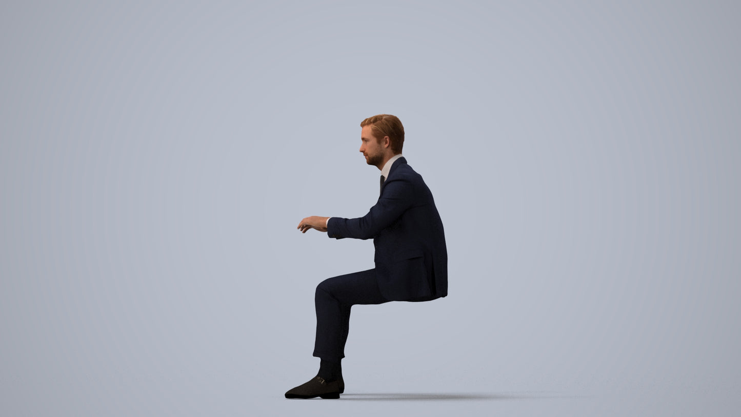 3D scanned man business, photorealistic archviz people for Enscape and SketchUp, three-quarter view render