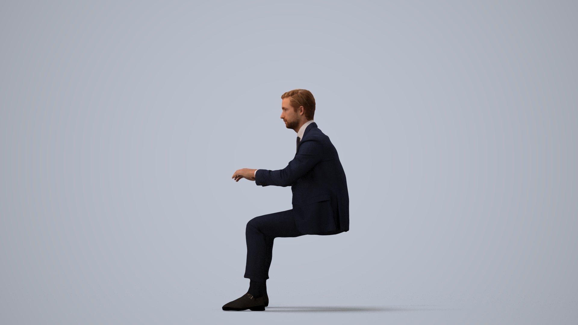 3D scanned man business, photorealistic archviz people for Enscape and SketchUp, three-quarter view render