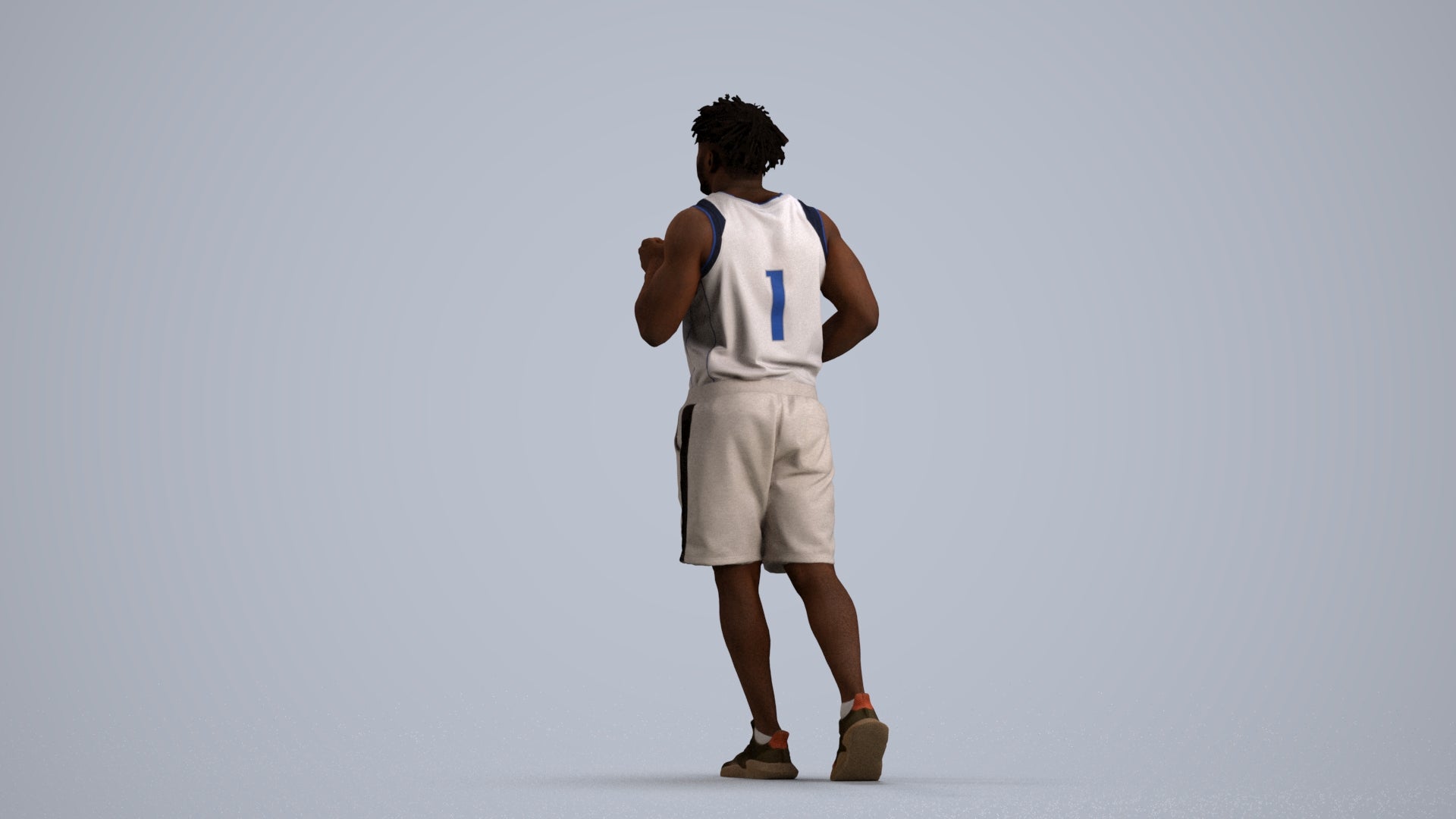 3D people model man sport, scanned human for 3ds Max rendering, front view render