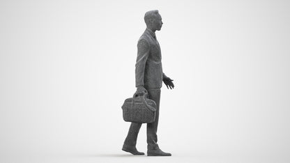 scanned 3D man formal business, photogrammetry people for Enscape and V-Ray, wireframe side view