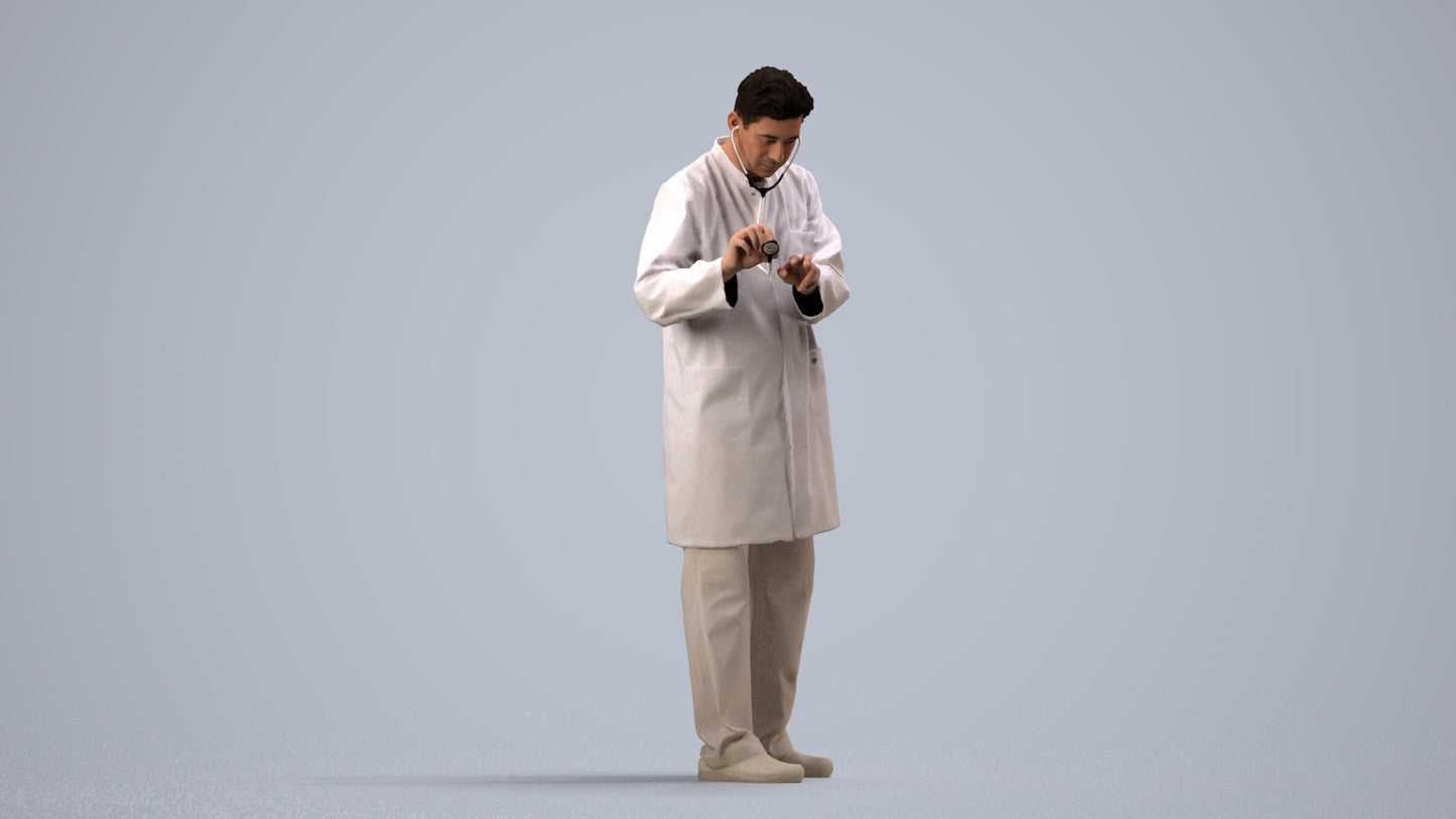 realistic 3D people man medical, render-ready for V-Ray and Corona, FBX OBJ, side view render