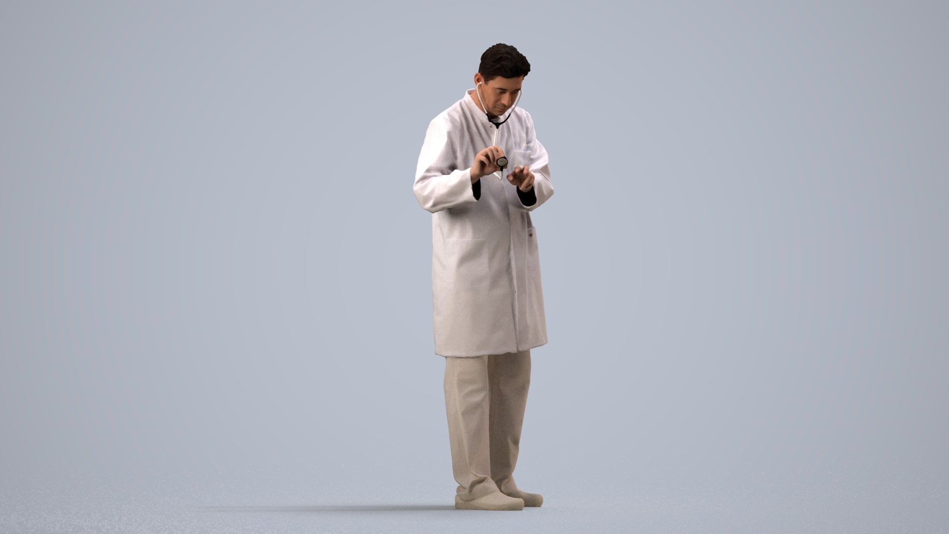 realistic 3D people man medical, render-ready for V-Ray and Corona, FBX OBJ, side view render
