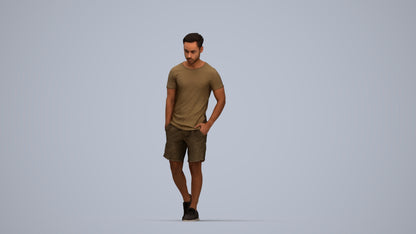 realistic 3D human man casual walking, archviz people FBX OBJ for Blender, top-down view render