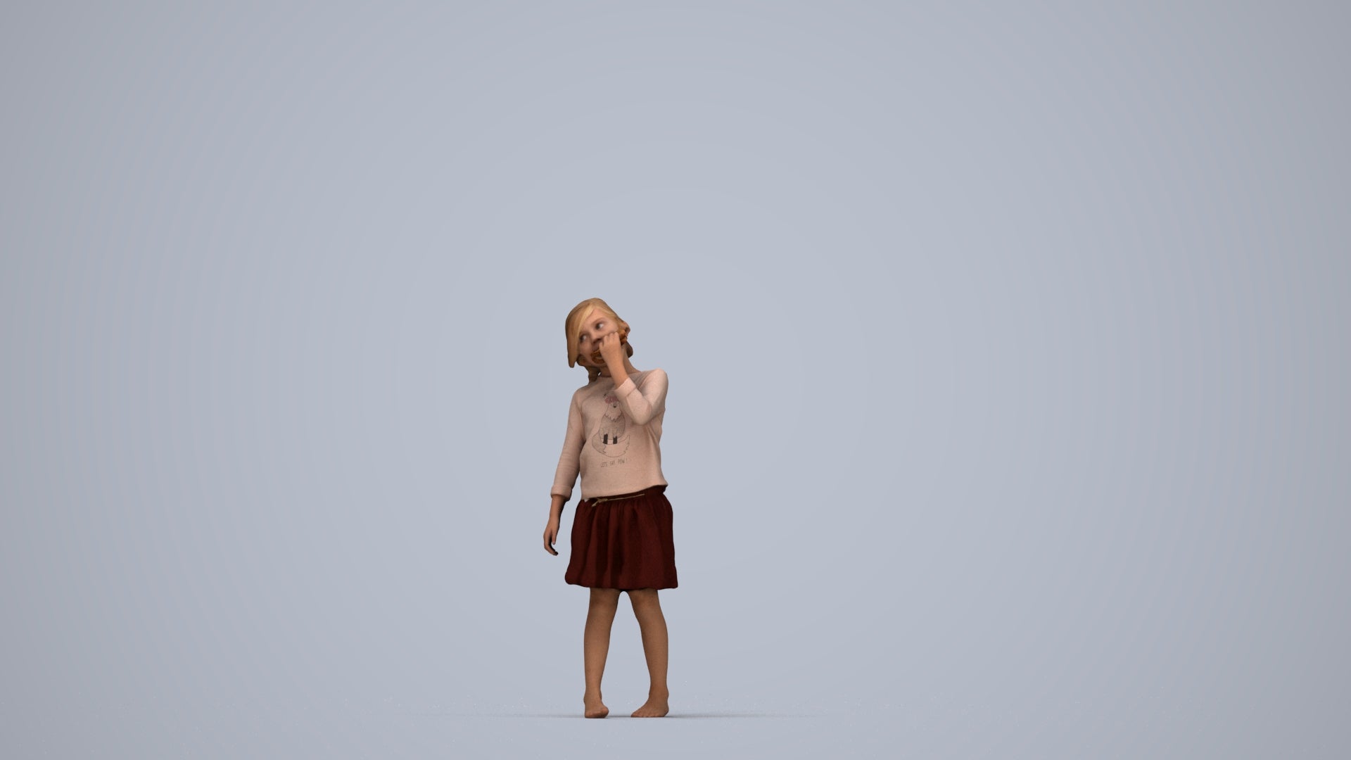 photogrammetry 3D girl kids, realistic human model archviz FBX, top-down view render