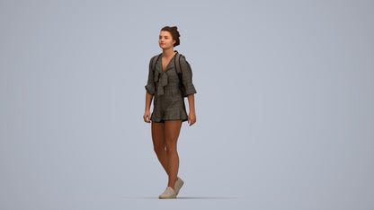 realistic 3D people girl casual kids, render-ready for V-Ray and Corona, FBX OBJ, top-down view render