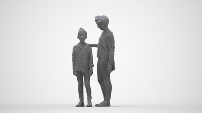 realistic 3D girl casual kids, scanned archviz people for Blender and 3ds Max, wireframe back view