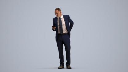 realistic 3D senior man business, scanned archviz people for Blender and 3ds Max, standing pose render