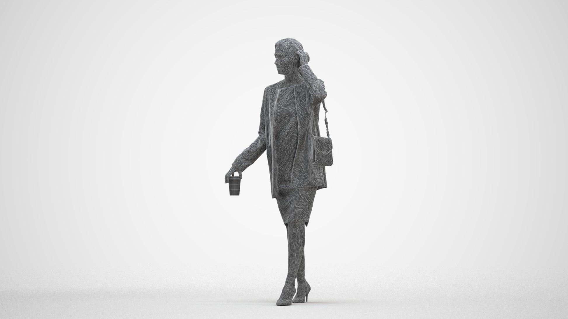 realistic 3D people woman casual couple, render-ready for V-Ray and Corona, FBX OBJ, three-quarter front view render
