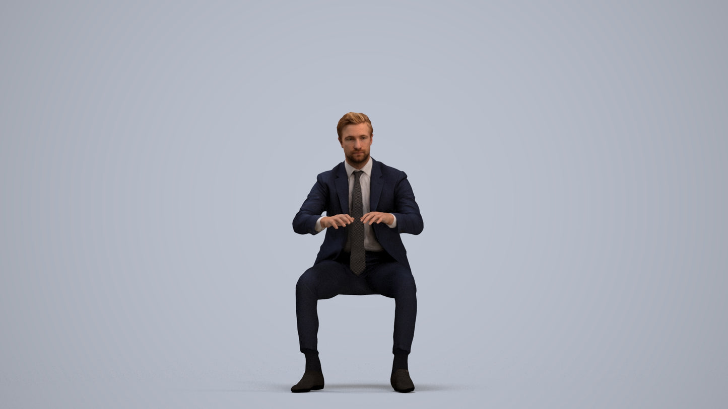 3D scanned man business, photorealistic archviz people for Enscape and SketchUp, standing pose render