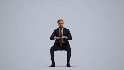 3D scanned man business, photorealistic archviz people for Enscape and SketchUp, standing pose render