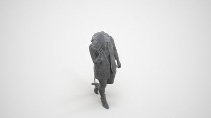 3D scanned woman walking business, photorealistic archviz people for Enscape and SketchUp, wireframe three-quarter view
