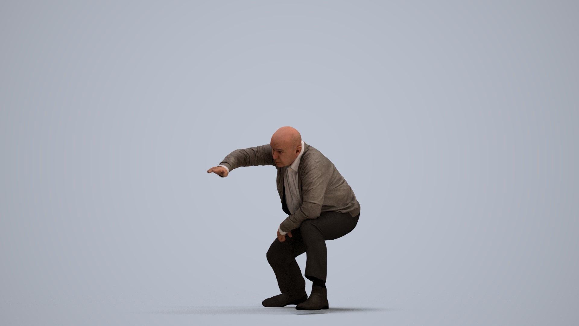realistic 3D human senior man business standing, archviz people FBX OBJ for Blender, standing pose render