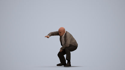 realistic 3D human senior man business standing, archviz people FBX OBJ for Blender, standing pose render