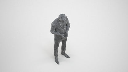 scanned 3D man business, photogrammetry people for Enscape and V-Ray, wireframe three-quarter view