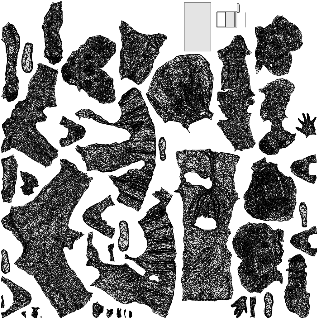 3D people model boy kids, scanned human for 3ds Max rendering, wireframe top-down view