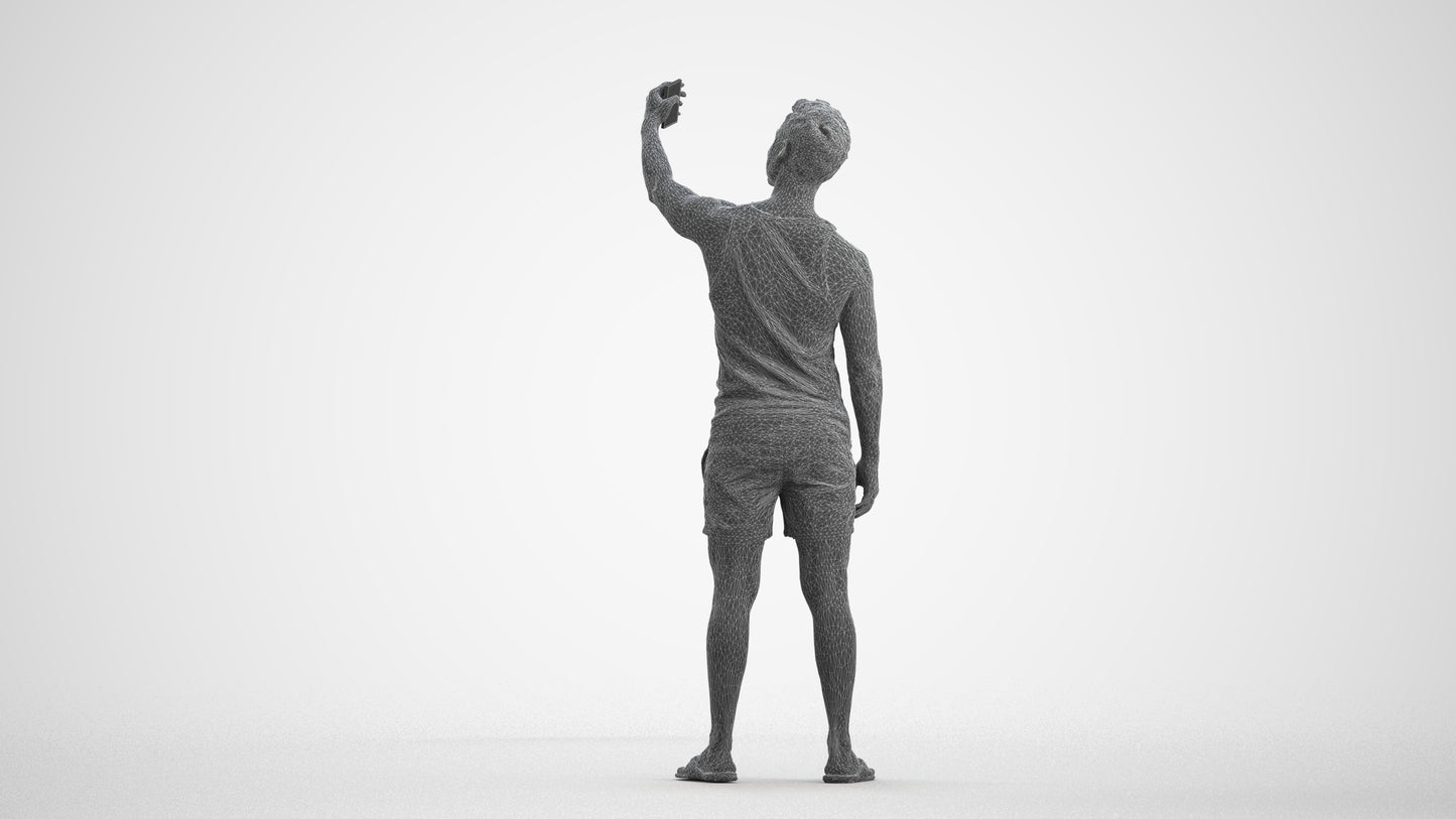 photogrammetry 3D man casual standing, realistic human model archviz FBX, wireframe front view