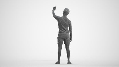 photogrammetry 3D man casual standing, realistic human model archviz FBX, wireframe front view