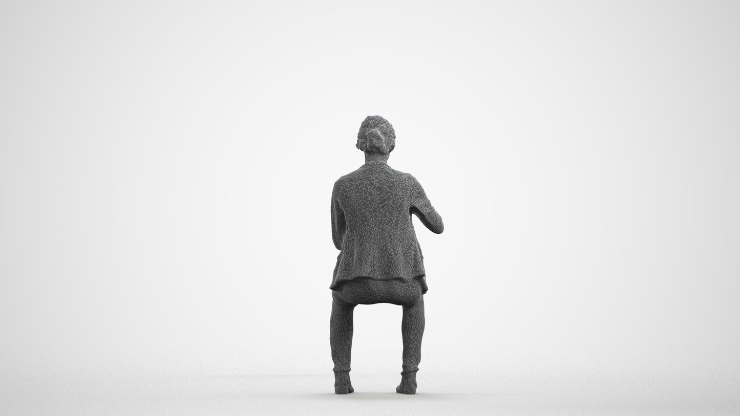 scanned 3D woman business, photogrammetry people for Enscape and V-Ray, wireframe front view