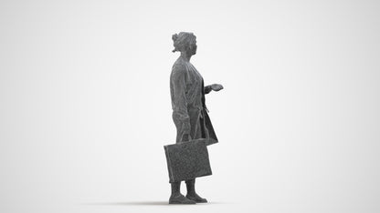 3D scanned woman shopping casual, photorealistic archviz people for Enscape and SketchUp, wireframe side view