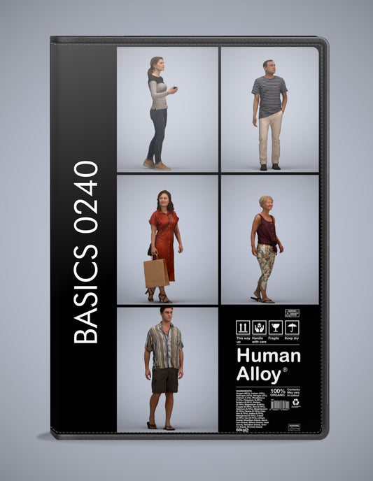5 3D scanned people walking, photorealistic archviz pack for Enscape and SketchUp