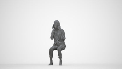 3D human model woman business, photogrammetry scanned person for archviz, wireframe back view