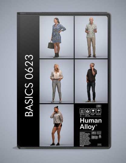 scanned 3D people standing collection, 5 photogrammetry models for Enscape and V-Ray