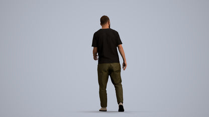 photogrammetry 3D man casual walking, realistic human model archviz FBX, front view render