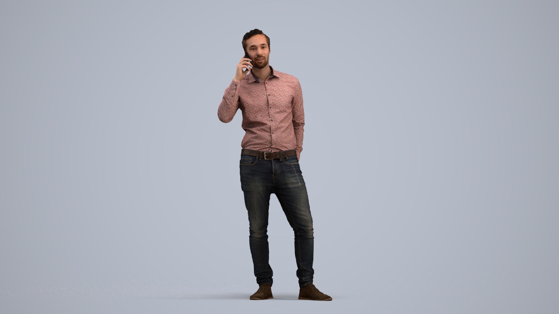 realistic 3D people man casual standing, render-ready for V-Ray and Corona, FBX OBJ, standing pose render
