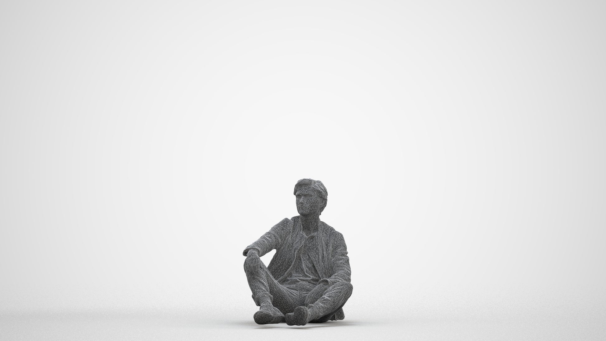 realistic 3D people man casual sitting, render-ready for V-Ray and Corona, FBX OBJ, three-quarter front view render