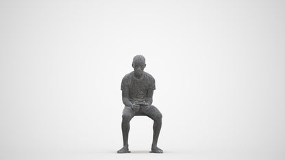 3D human model boy casual kids, photogrammetry scanned person for archviz, three-quarter front view render