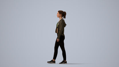 realistic 3D people woman sport, render-ready for V-Ray and Corona, FBX OBJ, three-quarter view render