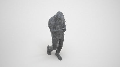 3D scanned man standing casual, photorealistic archviz people for Enscape and SketchUp, wireframe three-quarter view