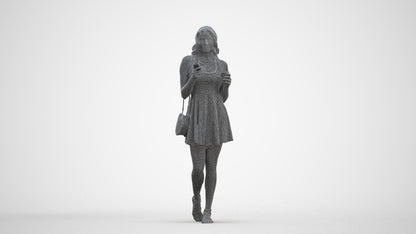 3D people model woman walking, scanned human for 3ds Max rendering, three-quarter front view render