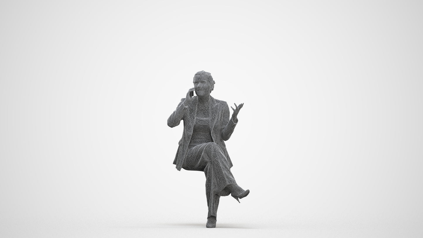 3D scanned woman business, photorealistic archviz people for Enscape and SketchUp, three-quarter front view render