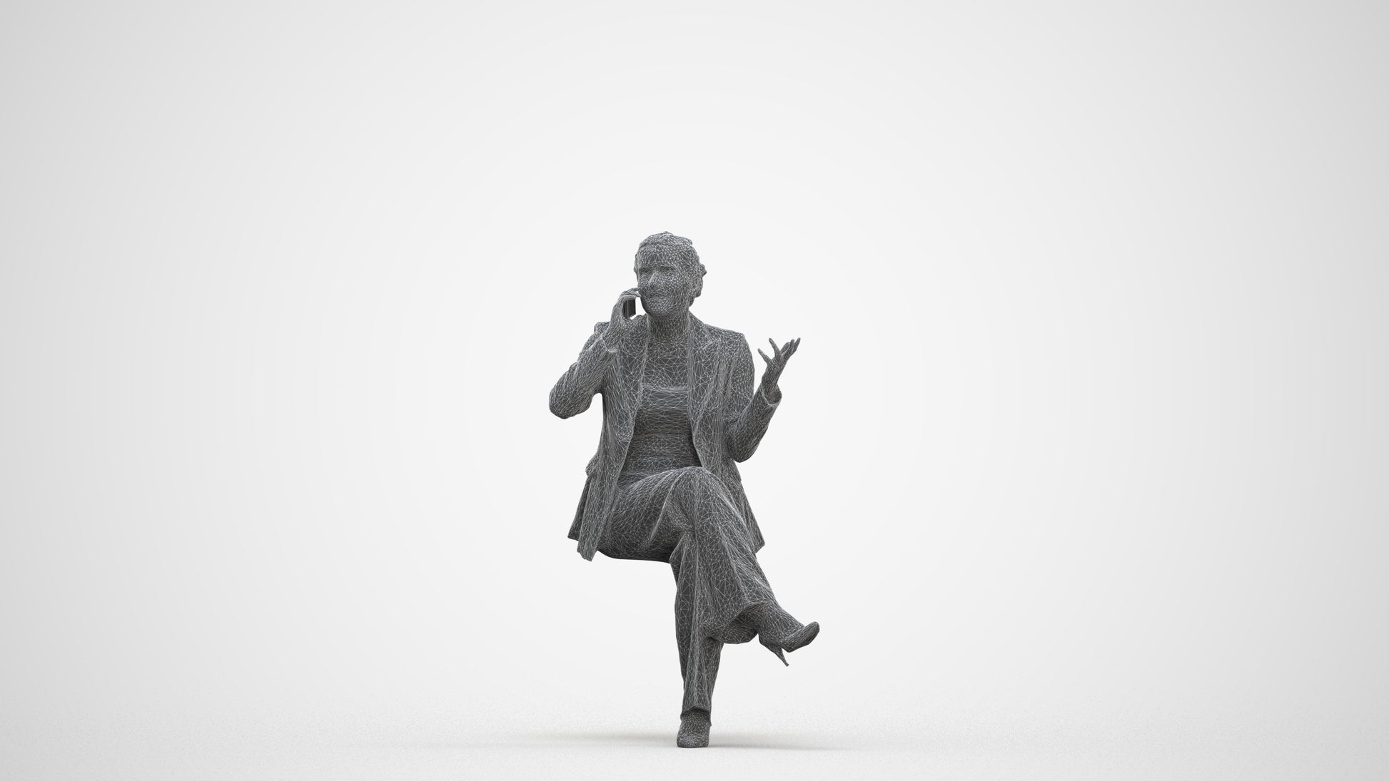 3D scanned woman business, photorealistic archviz people for Enscape and SketchUp, three-quarter front view render