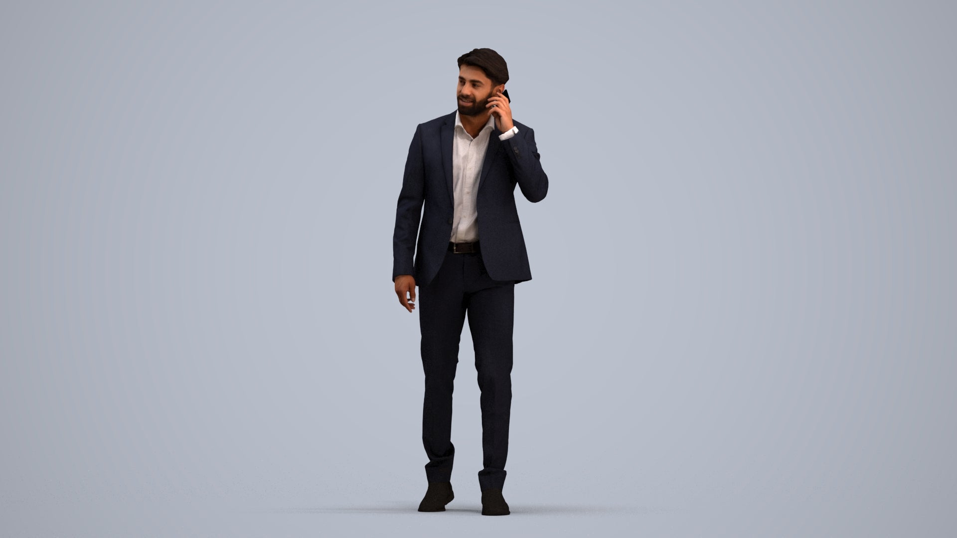 3D people model man business, scanned human for 3ds Max rendering, standing pose render
