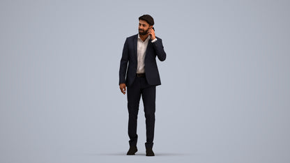 3D people model man business, scanned human for 3ds Max rendering, standing pose render