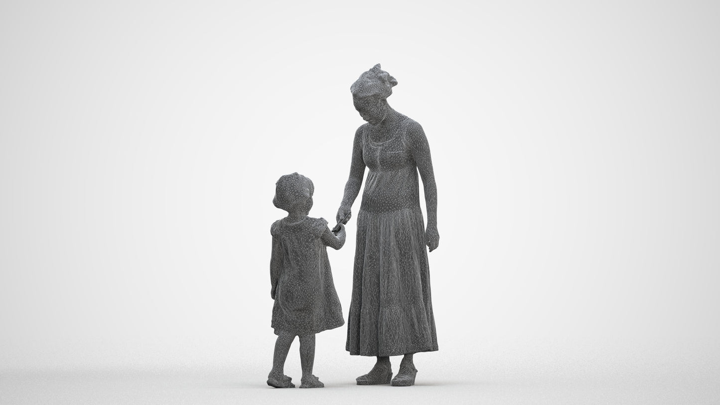 realistic 3D girl casual kids, scanned archviz people for Blender and 3ds Max, three-quarter front view render