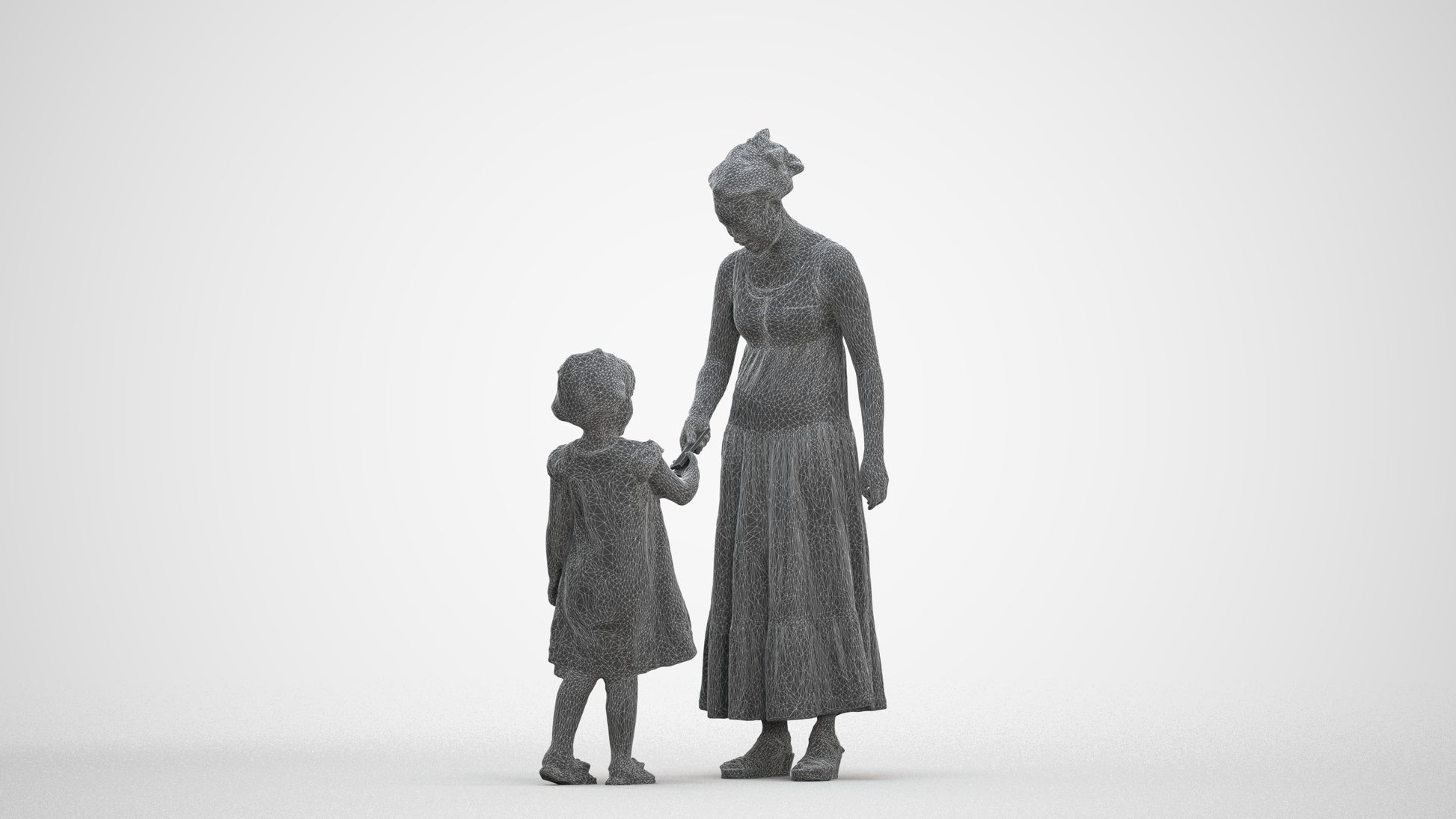 realistic 3D girl casual kids, scanned archviz people for Blender and 3ds Max, three-quarter front view render