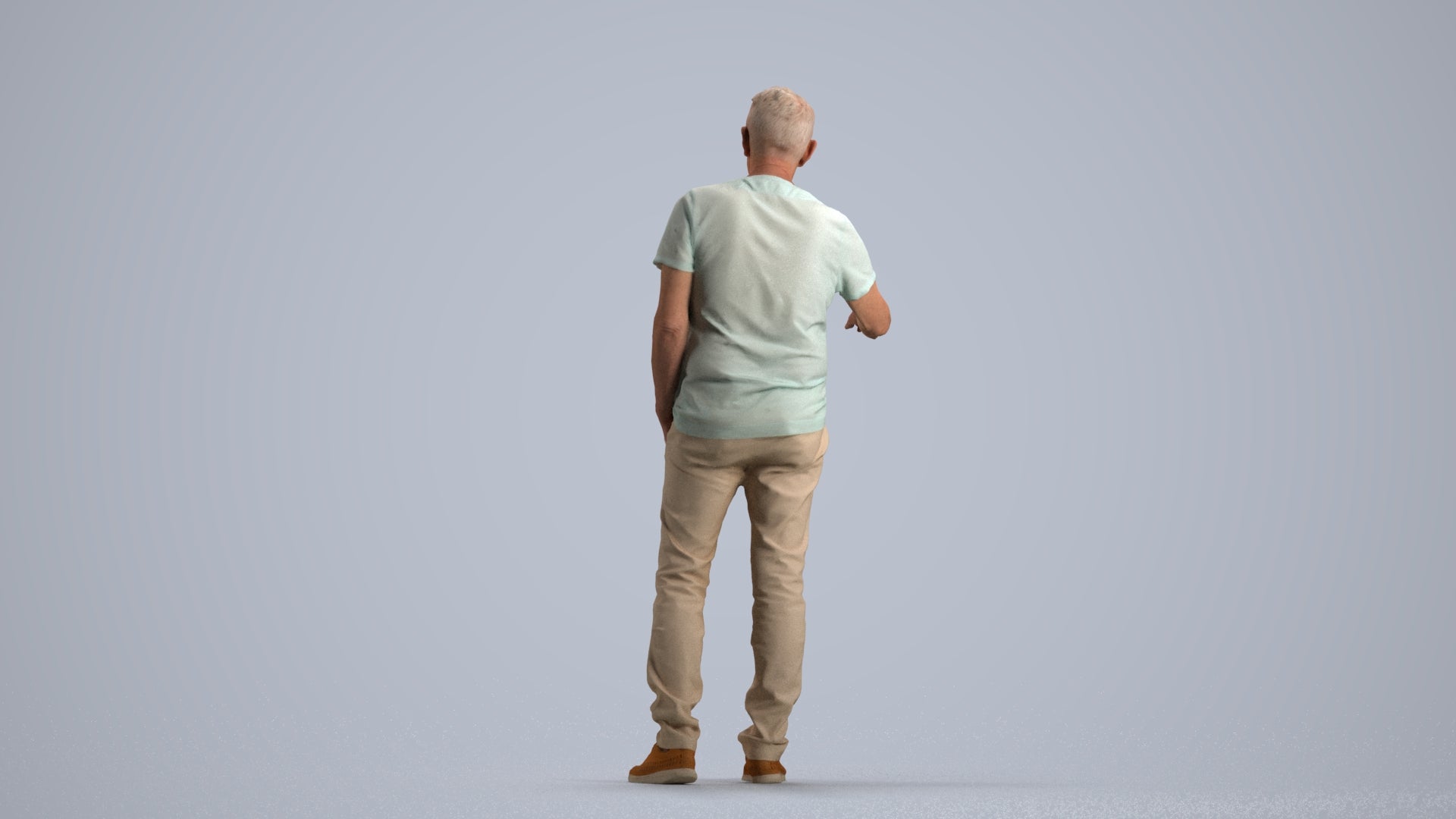 realistic 3D human senior man casual door, archviz people FBX OBJ for Blender, front view render