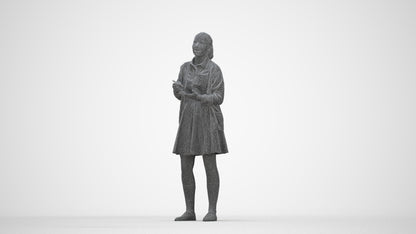 realistic 3D human girl kids, archviz people FBX OBJ for Blender, wireframe back view
